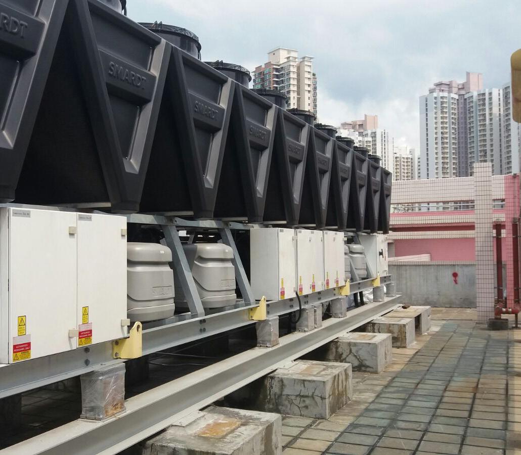 Chillers installed on an office building